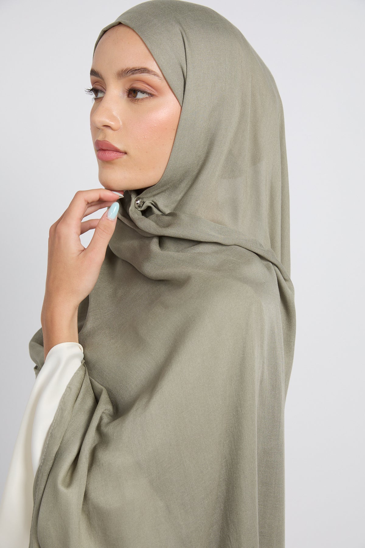 Premium Cotton Modal Hijab - Sea Grass - Image 2