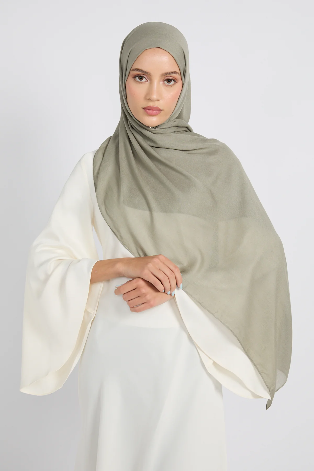 Premium Cotton Modal Hijab - Sea Grass - Image 3