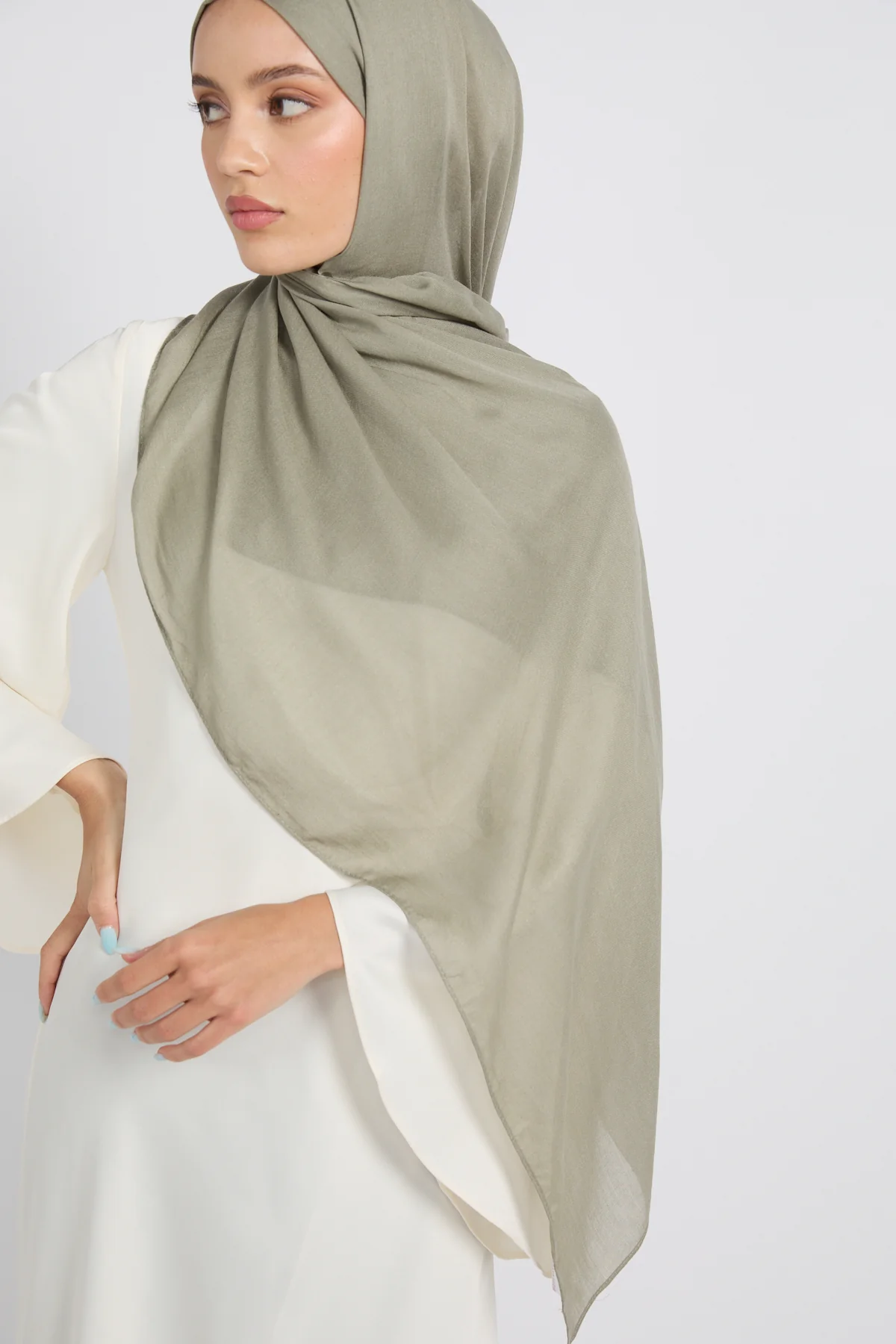 Premium Cotton Modal Hijab - Sea Grass - Image 5