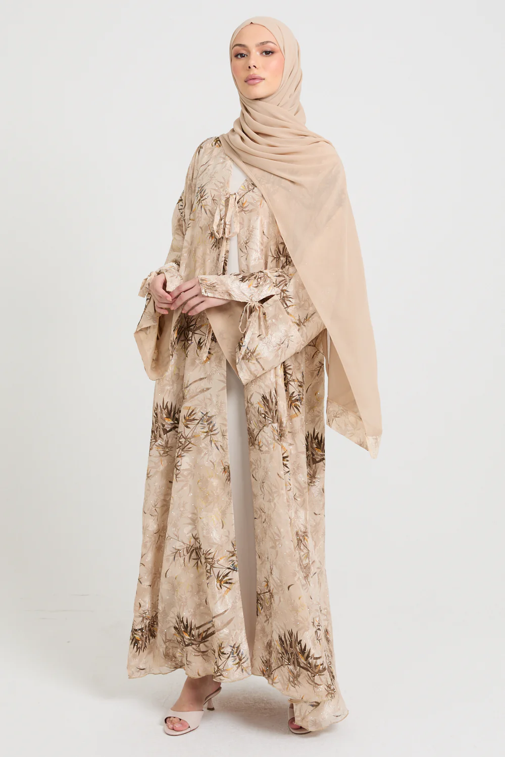 Premium Desert Bloom Open Abaya - LIMITED EDITION