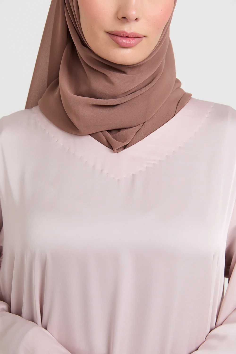 Premium Dusky Blush Satin Inner Slip Dress  - LONG SLEEVE - Image 2