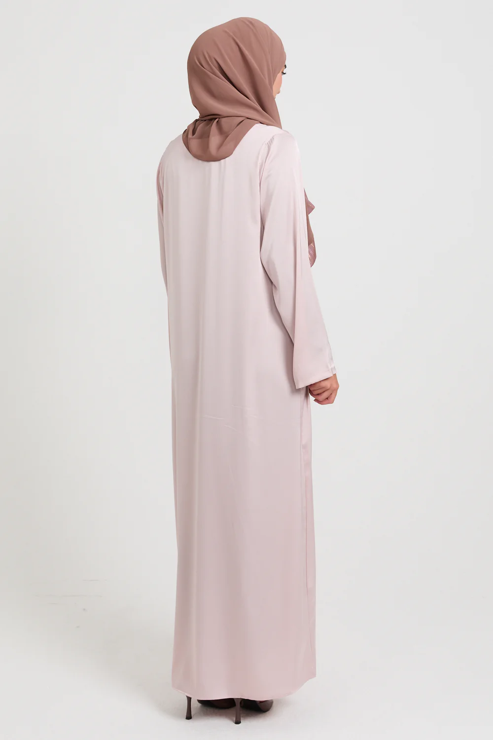 Premium Dusky Blush Satin Inner Slip Dress  - LONG SLEEVE - Image 8