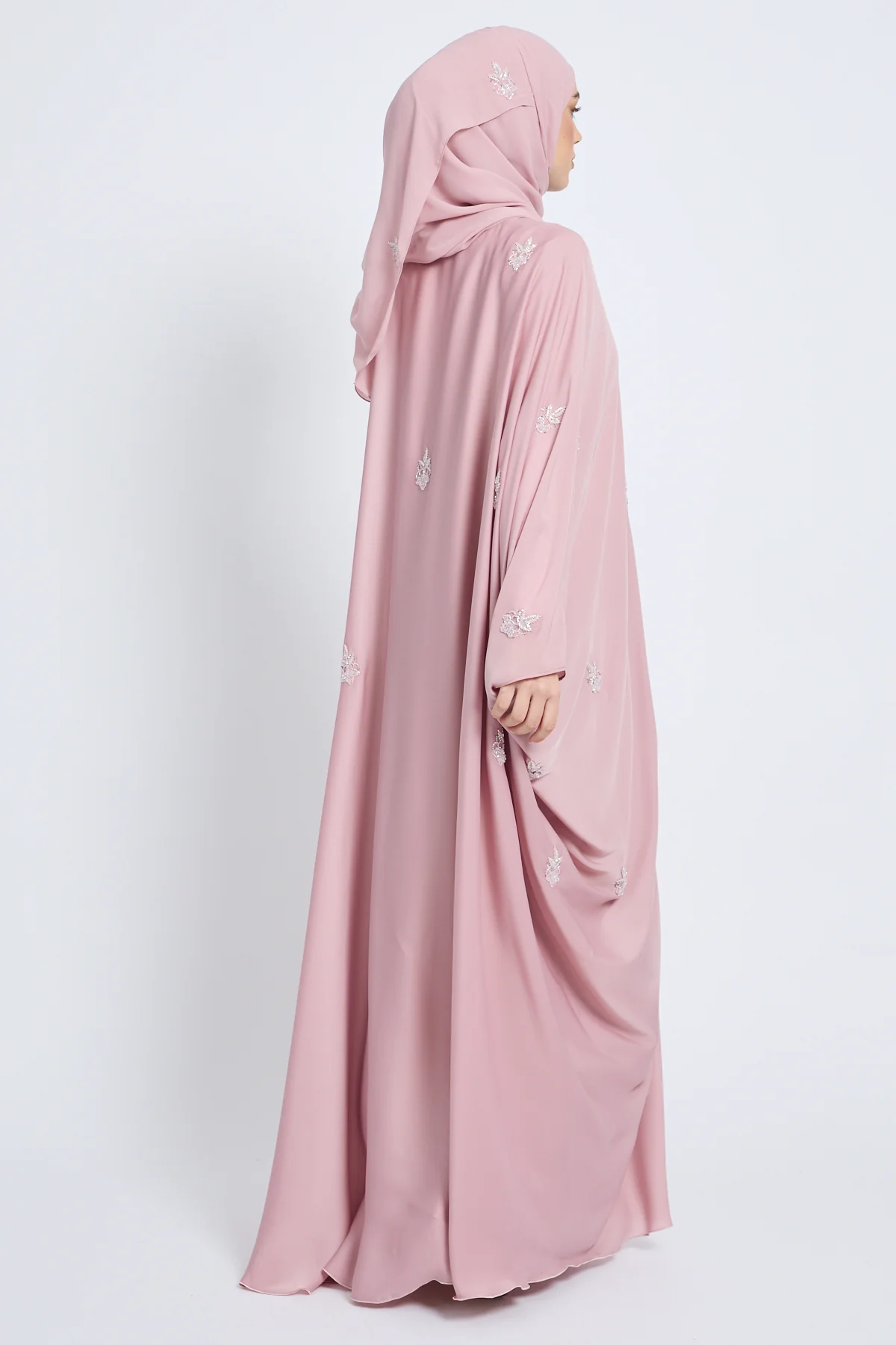 Premium Embellished Blush Pink Open Farasha - Image 6