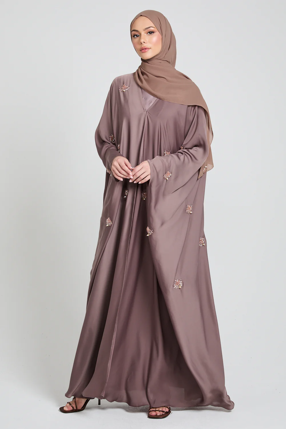 Premium Embellished Cafe Rose Open Farasha - Image 4