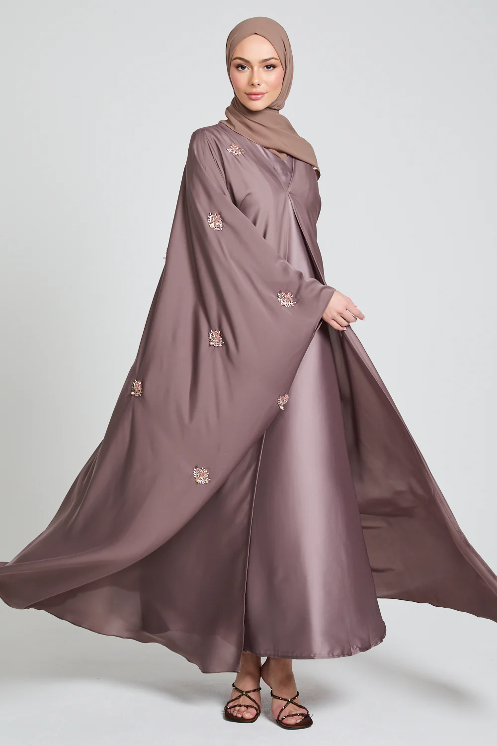 Premium Embellished Cafe Rose Open Farasha - Image 6