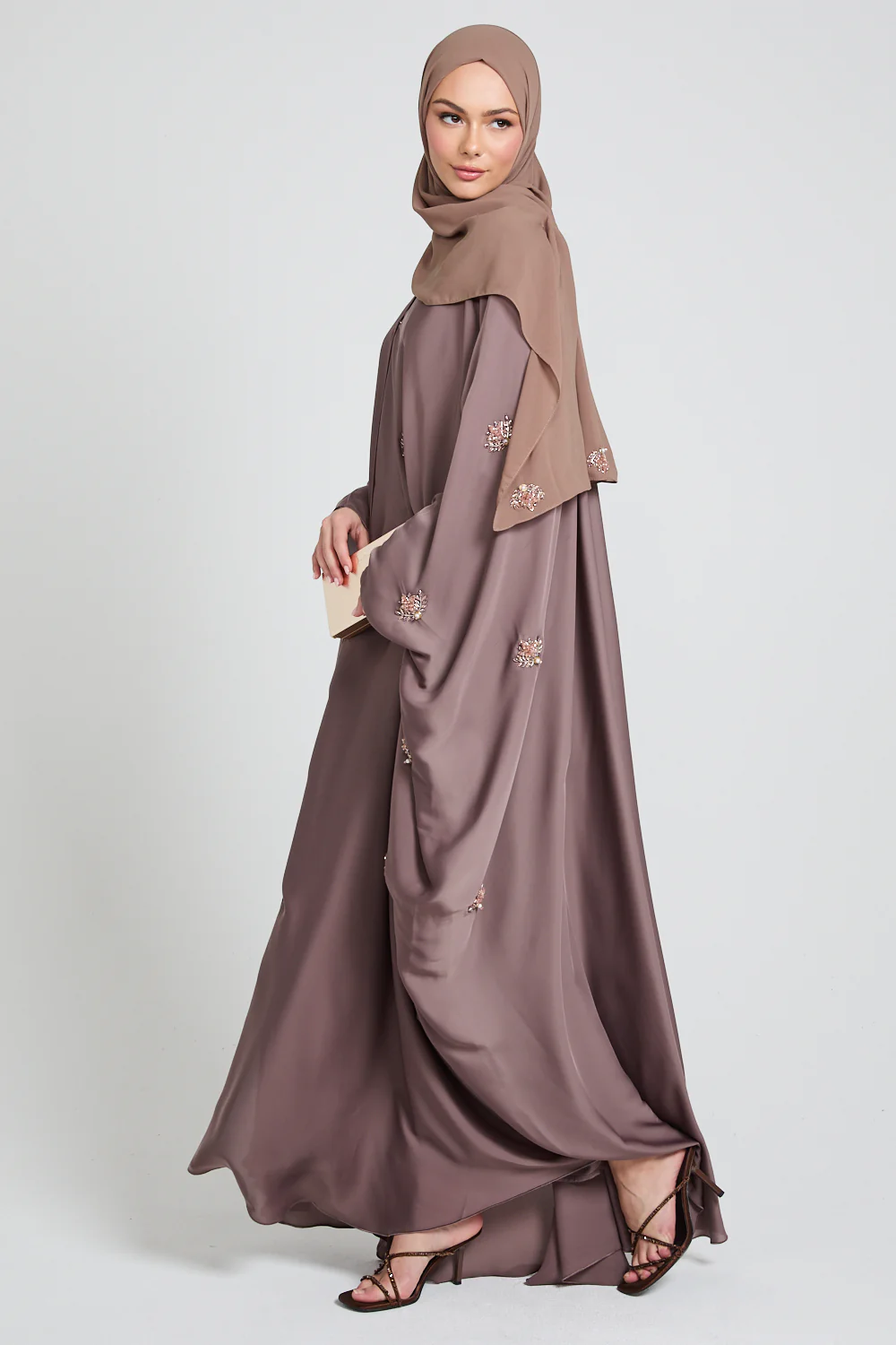 Premium Embellished Cafe Rose Open Farasha - Image 7