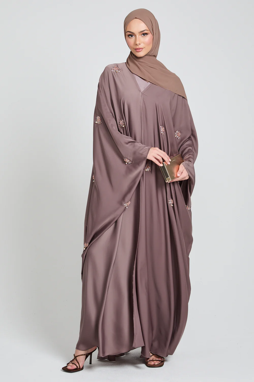 Premium Embellished Cafe Rose Open Farasha - Image 8