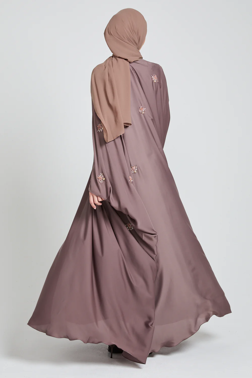 Premium Embellished Cafe Rose Open Farasha - Image 9