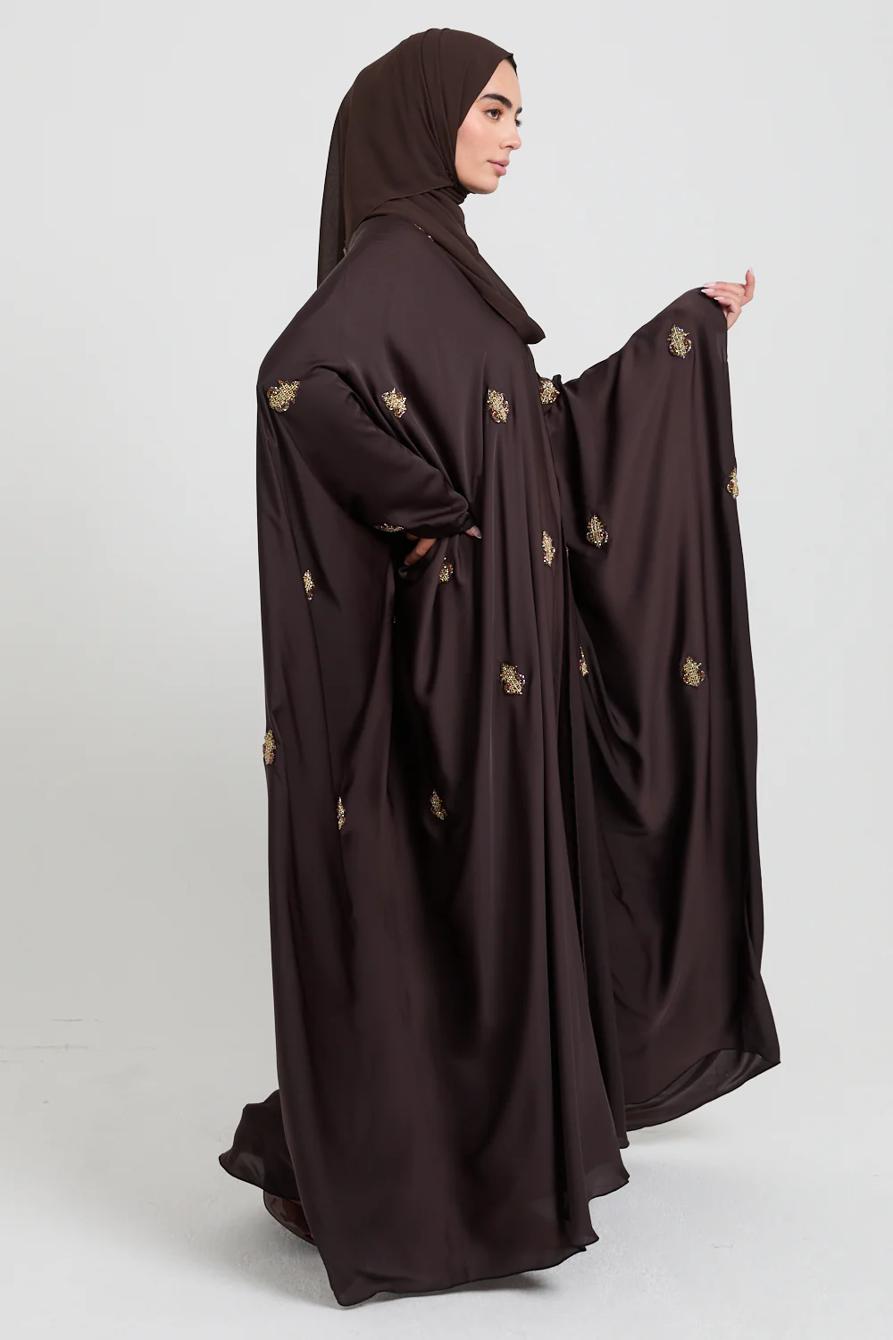 Premium Embellished Cocoa Royale Open Farasha - Image 3