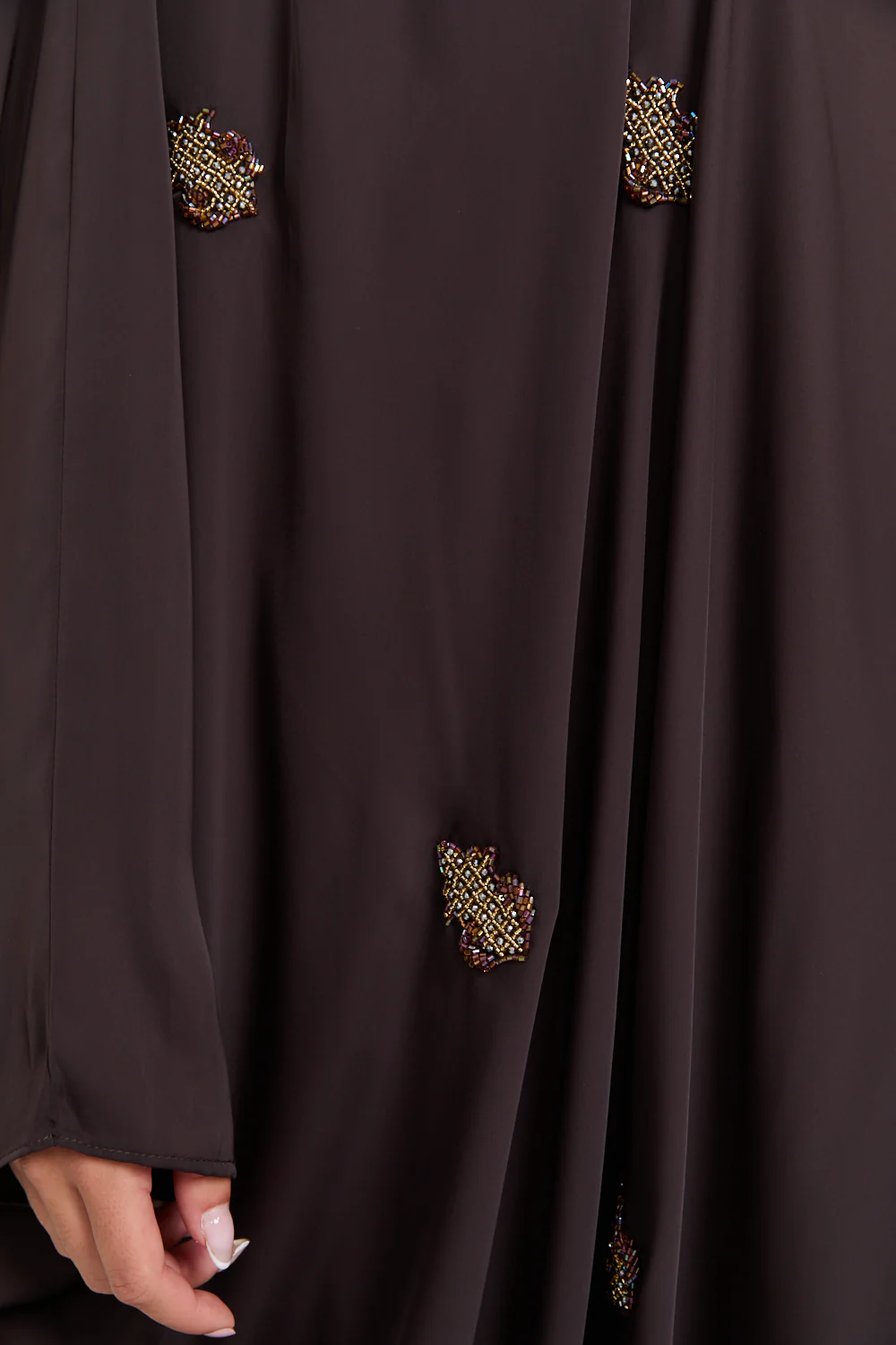 Premium Embellished Cocoa Royale Open Farasha - Image 4