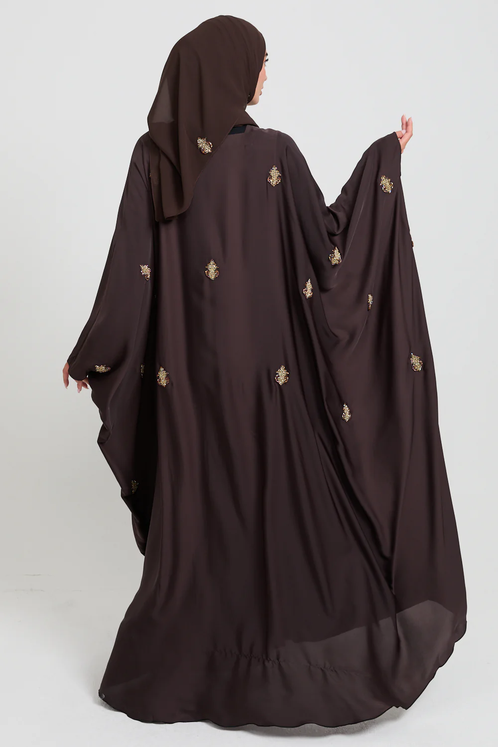 Premium Embellished Cocoa Royale Open Farasha - Image 7