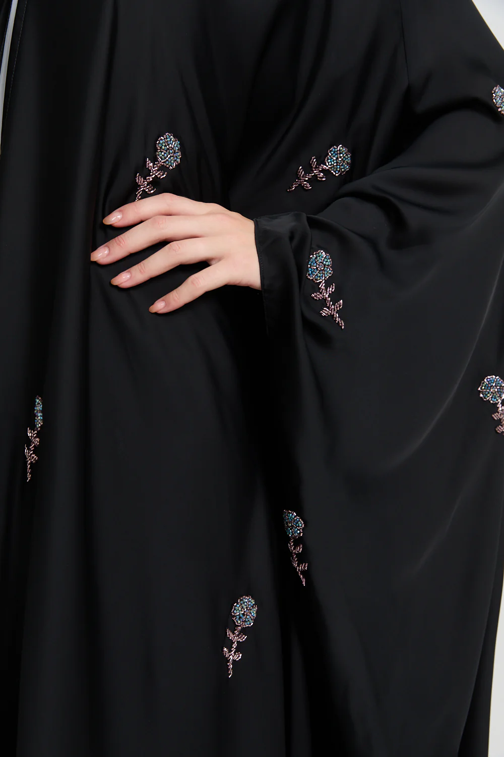 Premium Embellished Midnight Rose Open Farasha - Image 4