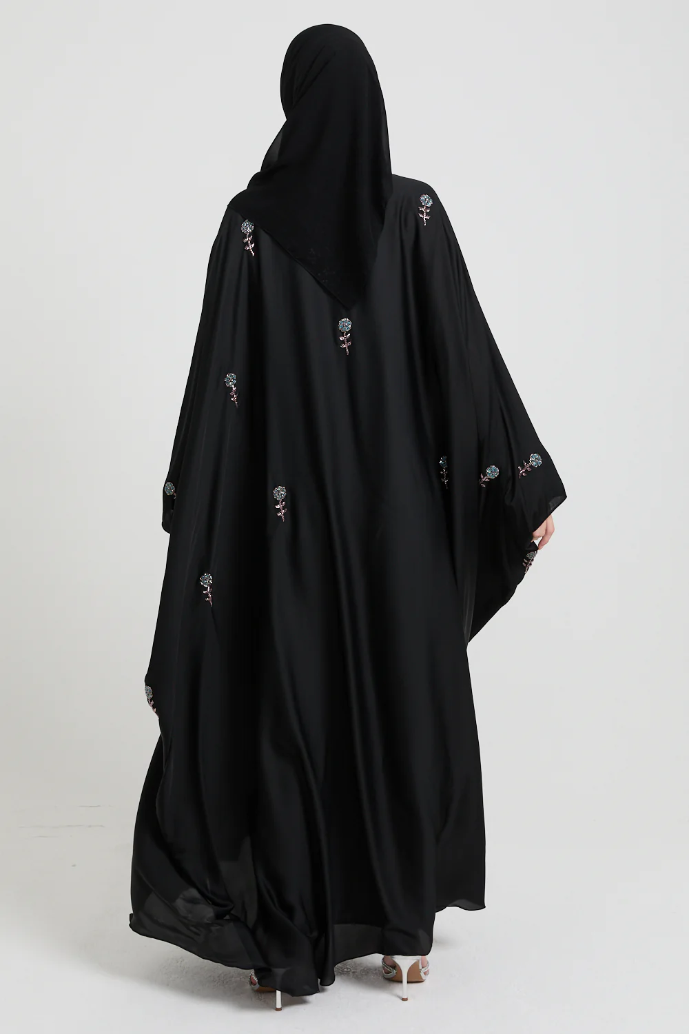 Premium Embellished Midnight Rose Open Farasha - Image 5