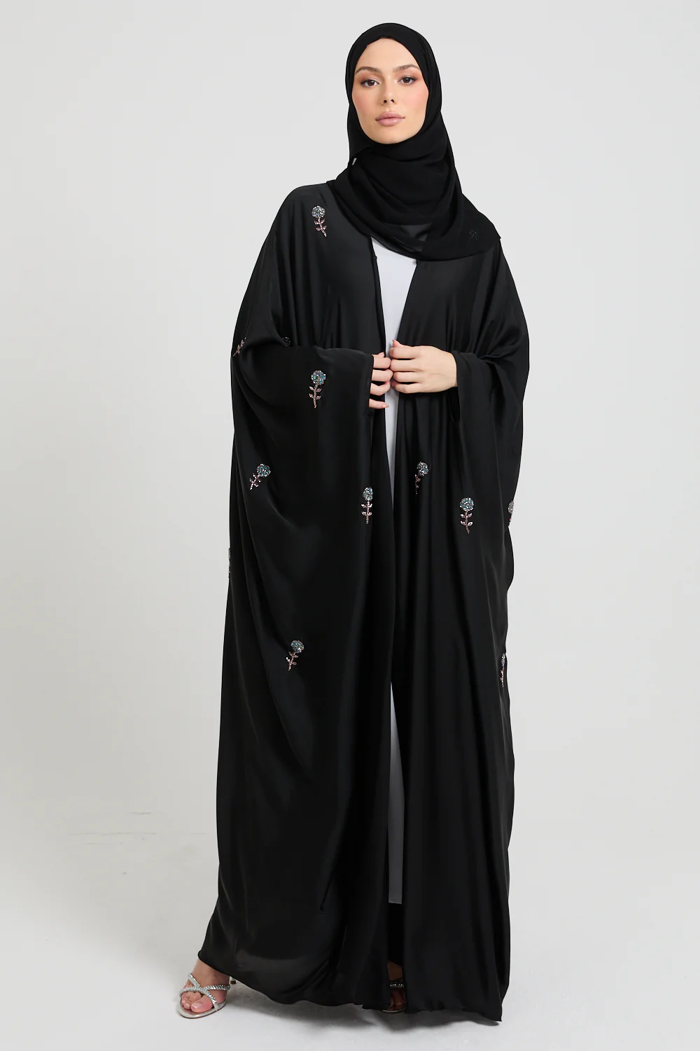 Premium Embellished Midnight Rose Open Farasha - Image 6