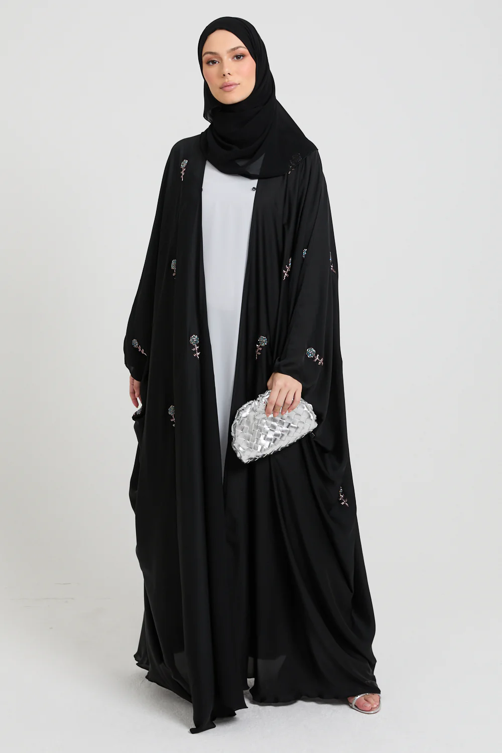Premium Embellished Midnight Rose Open Farasha - Image 8