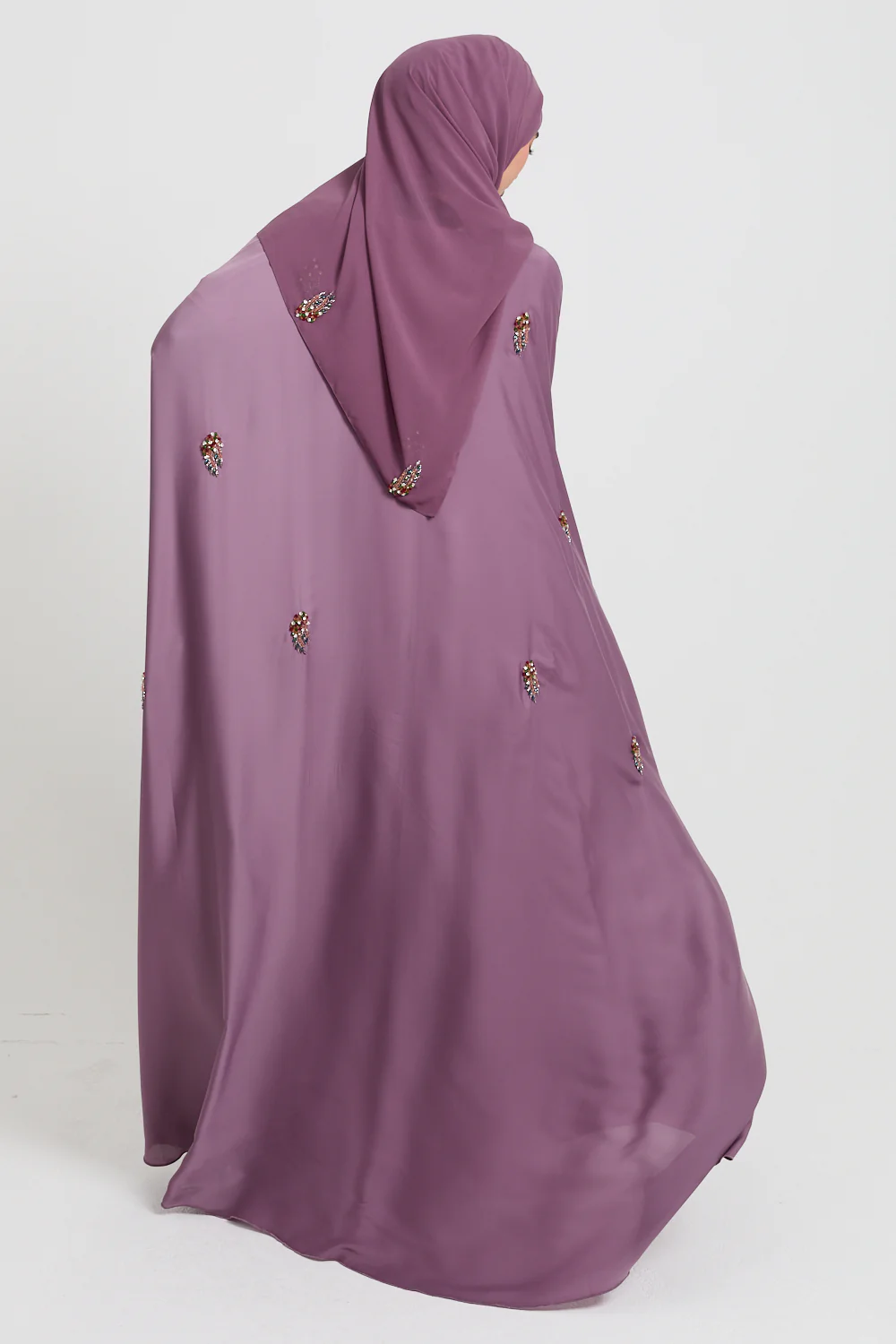 Premium Embellished Orchid Dusk Open Farasha - Image 9