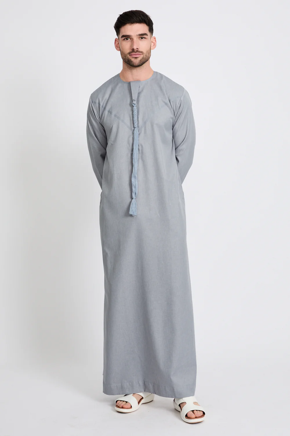 Premium Emirati Thobe - Dusky Blue - Image 3