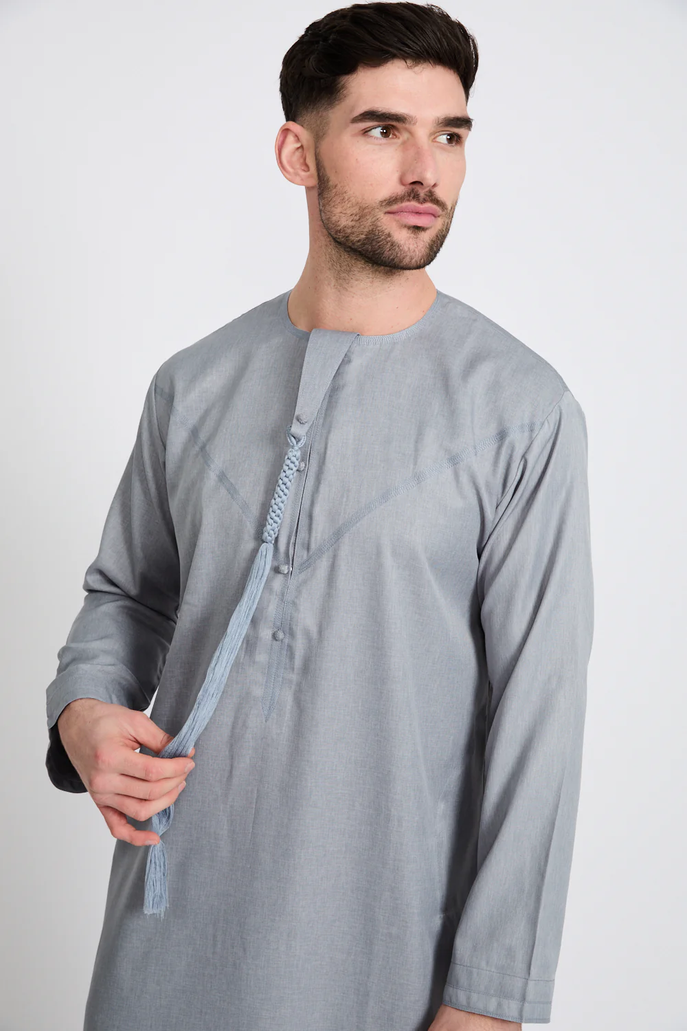 Premium Emirati Thobe - Dusky Blue - Image 4