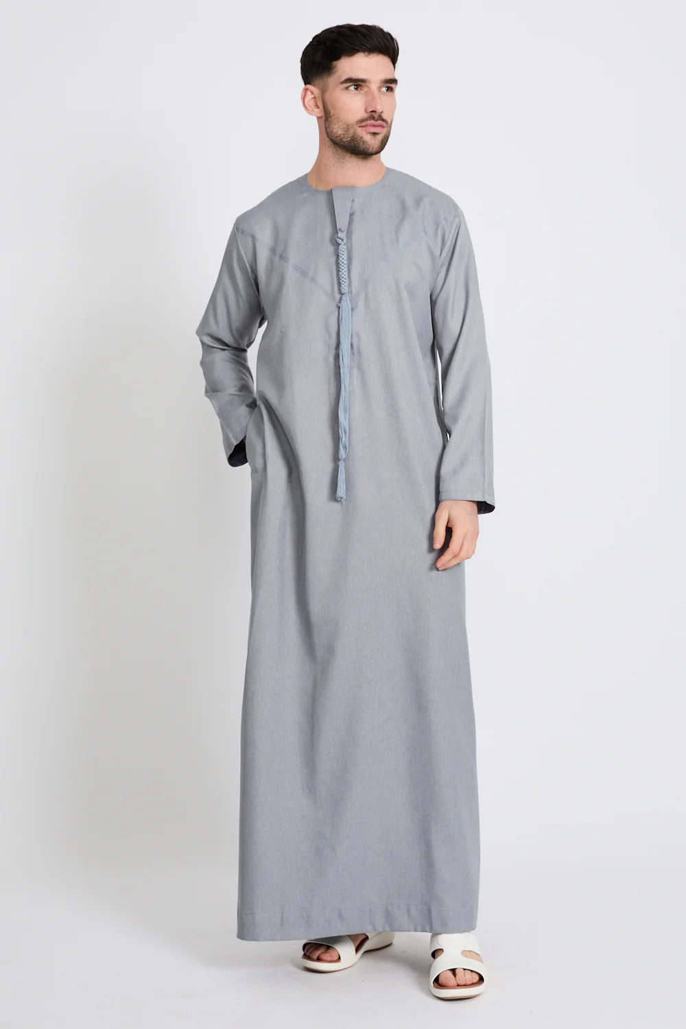 Premium Emirati Thobe - Dusky Blue - Image 5