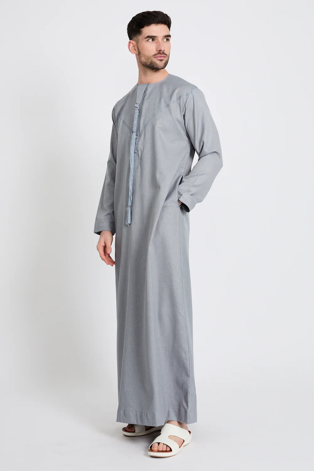 Premium Emirati Thobe - Dusky Blue - Image 6
