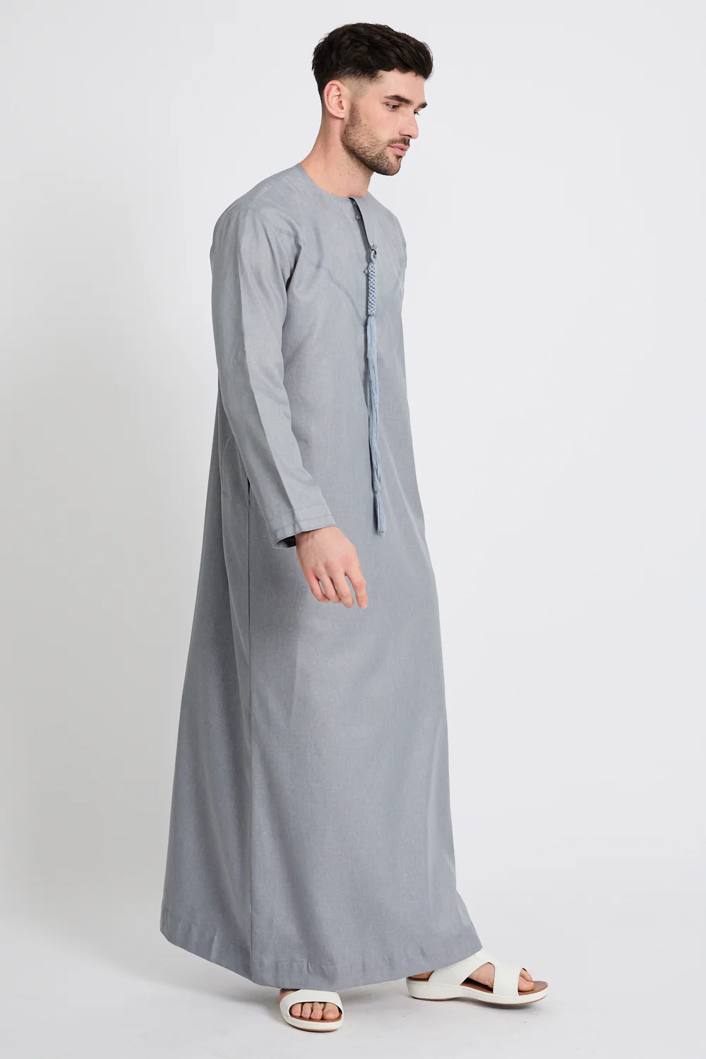 Premium Emirati Thobe - Dusky Blue - Image 7