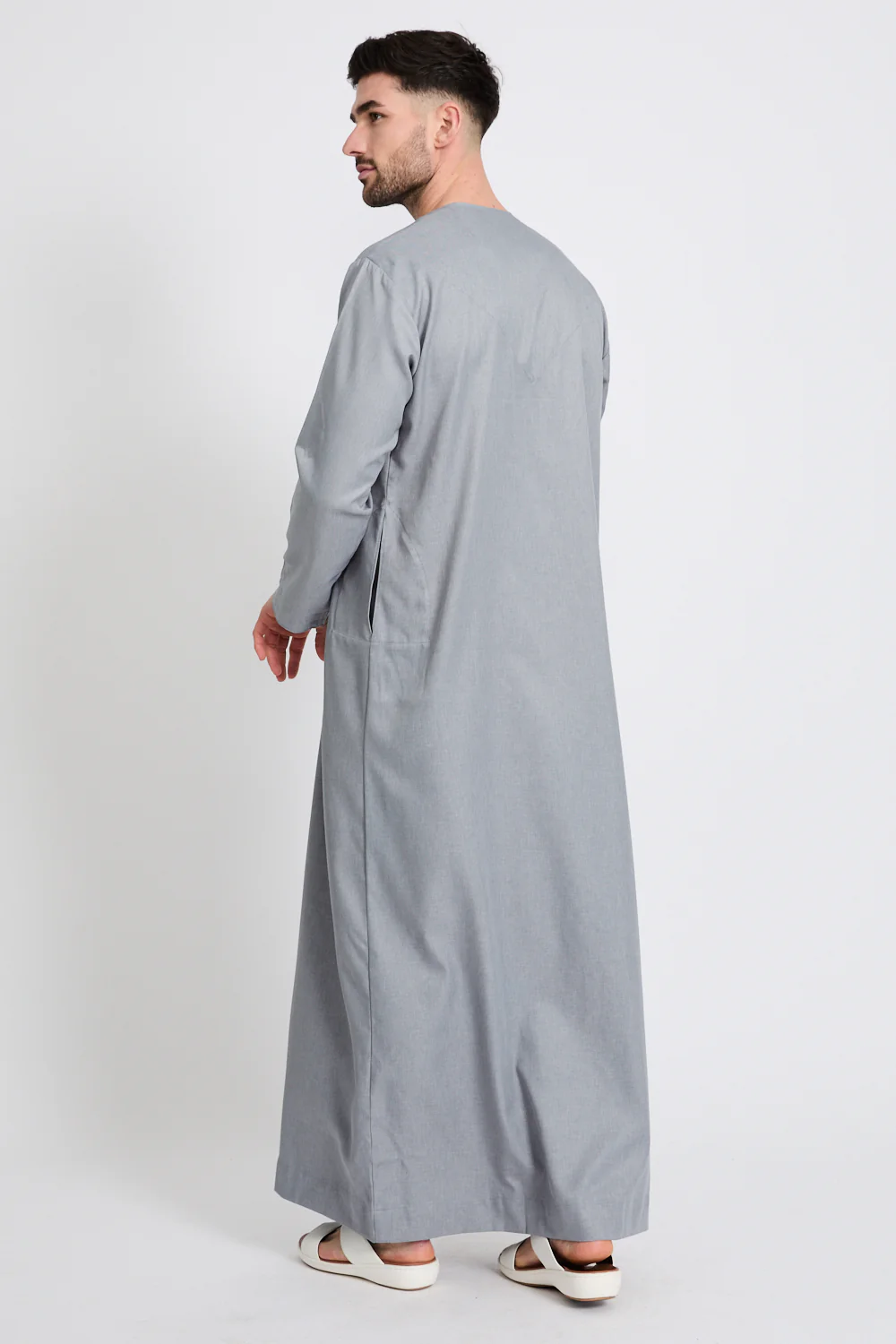 Premium Emirati Thobe - Dusky Blue - Image 8