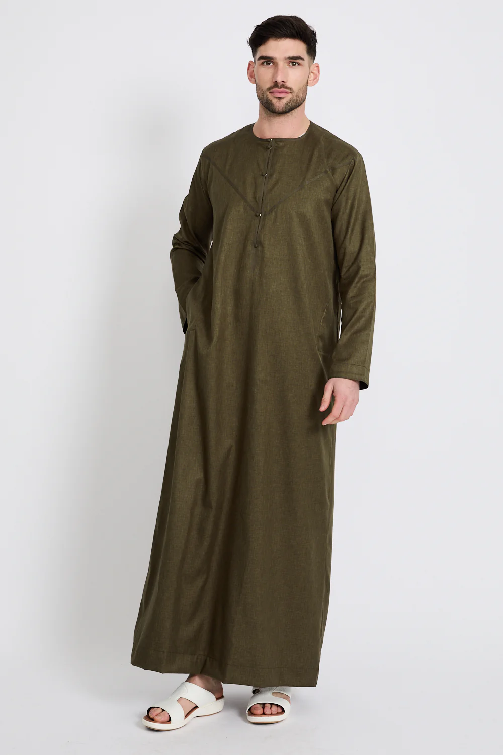 Premium Emirati Thobe - Khaki Olive