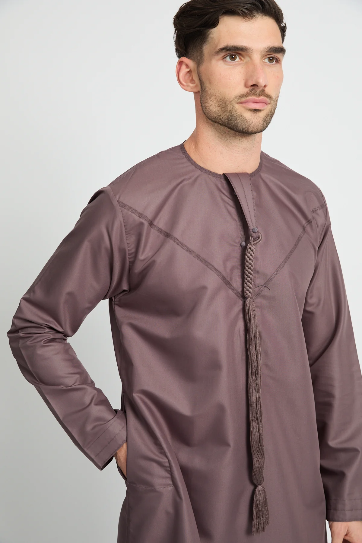 Premium Emirati Thobe - Mauve Taupe - Image 2