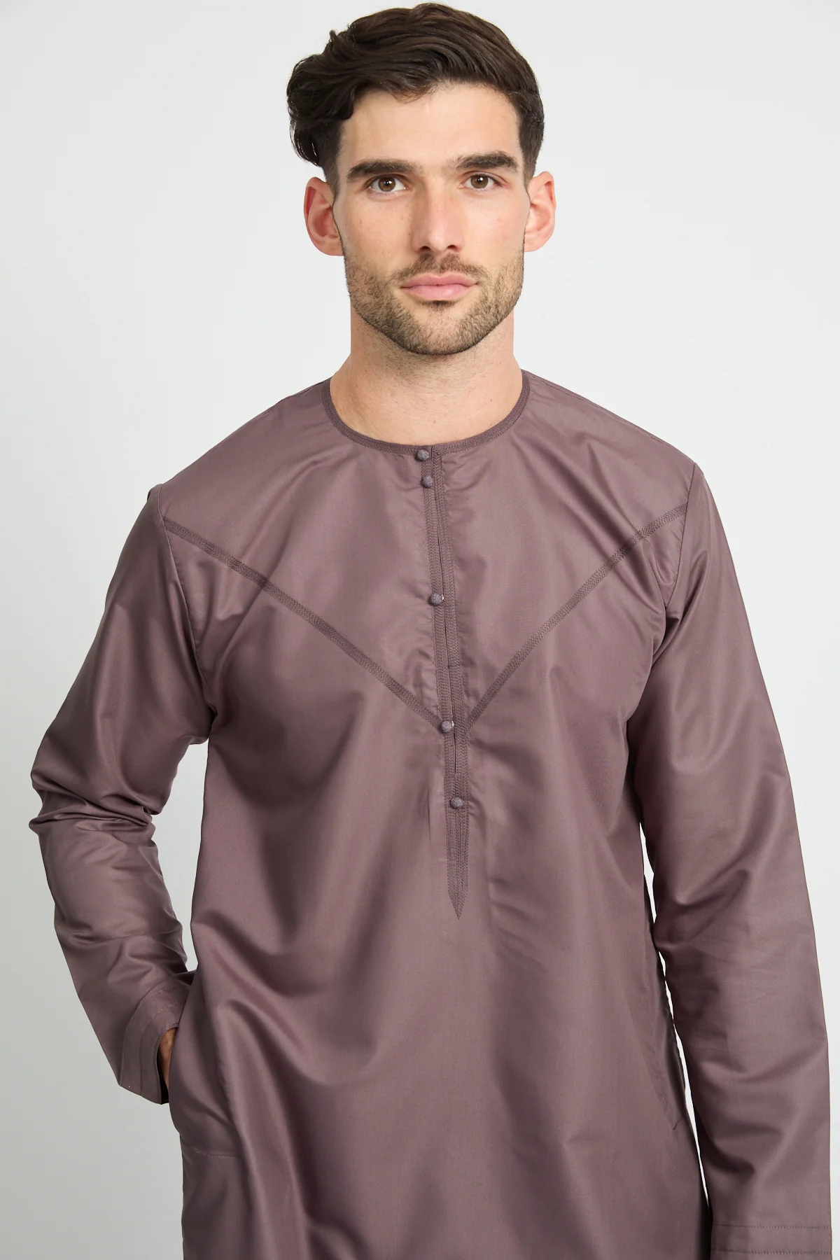 Premium Emirati Thobe - Mauve Taupe - Image 4