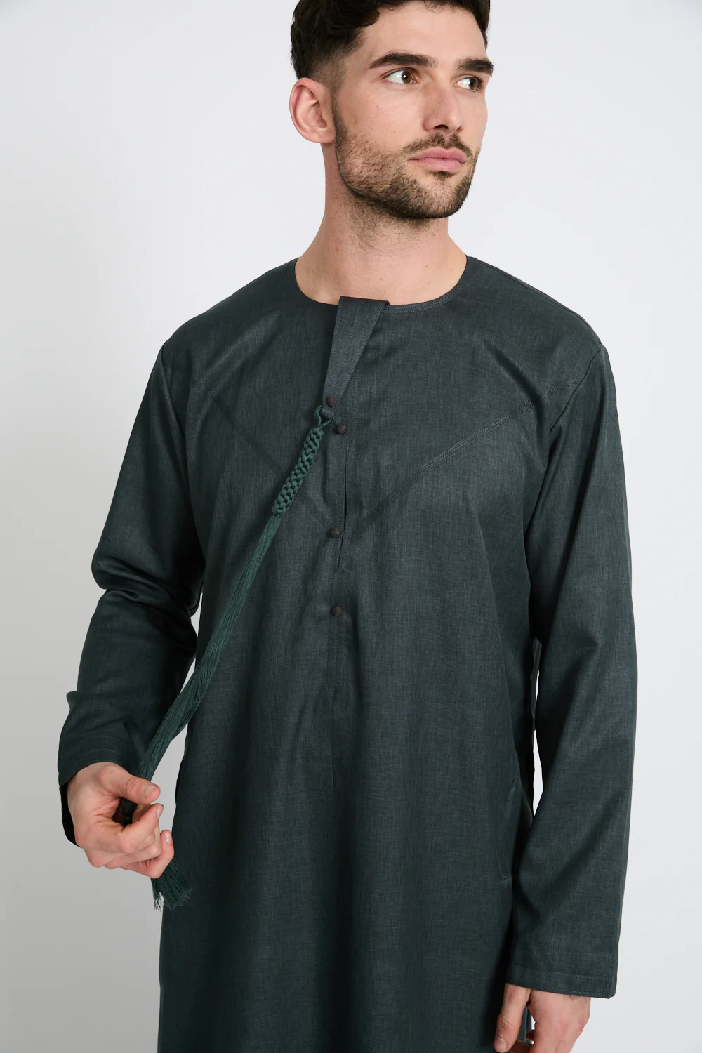 Premium Emirati Thobe - Midnight Teal - Image 2