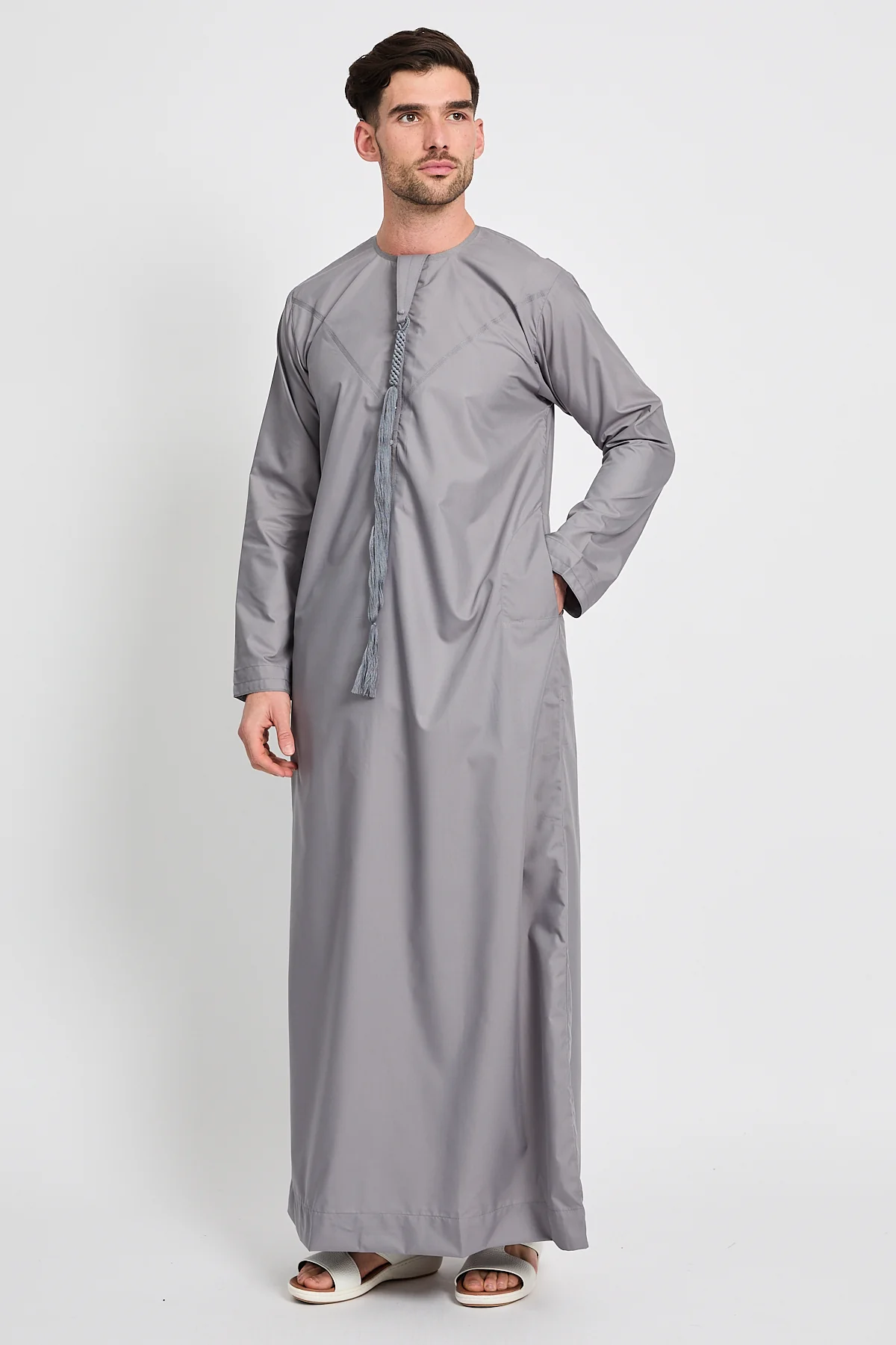 Premium Emirati Thobe - Smoke Grey - Image 4