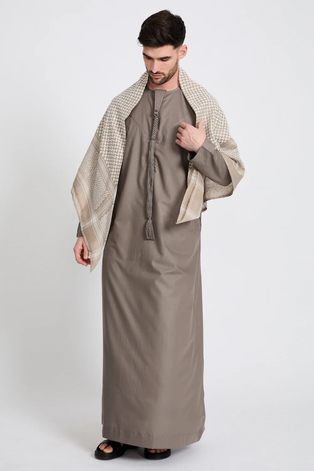 Premium Emirati Thobe - Smoky Taupe