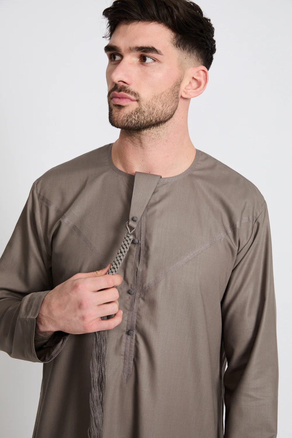 Premium Emirati Thobe - Smoky Taupe - Image 2