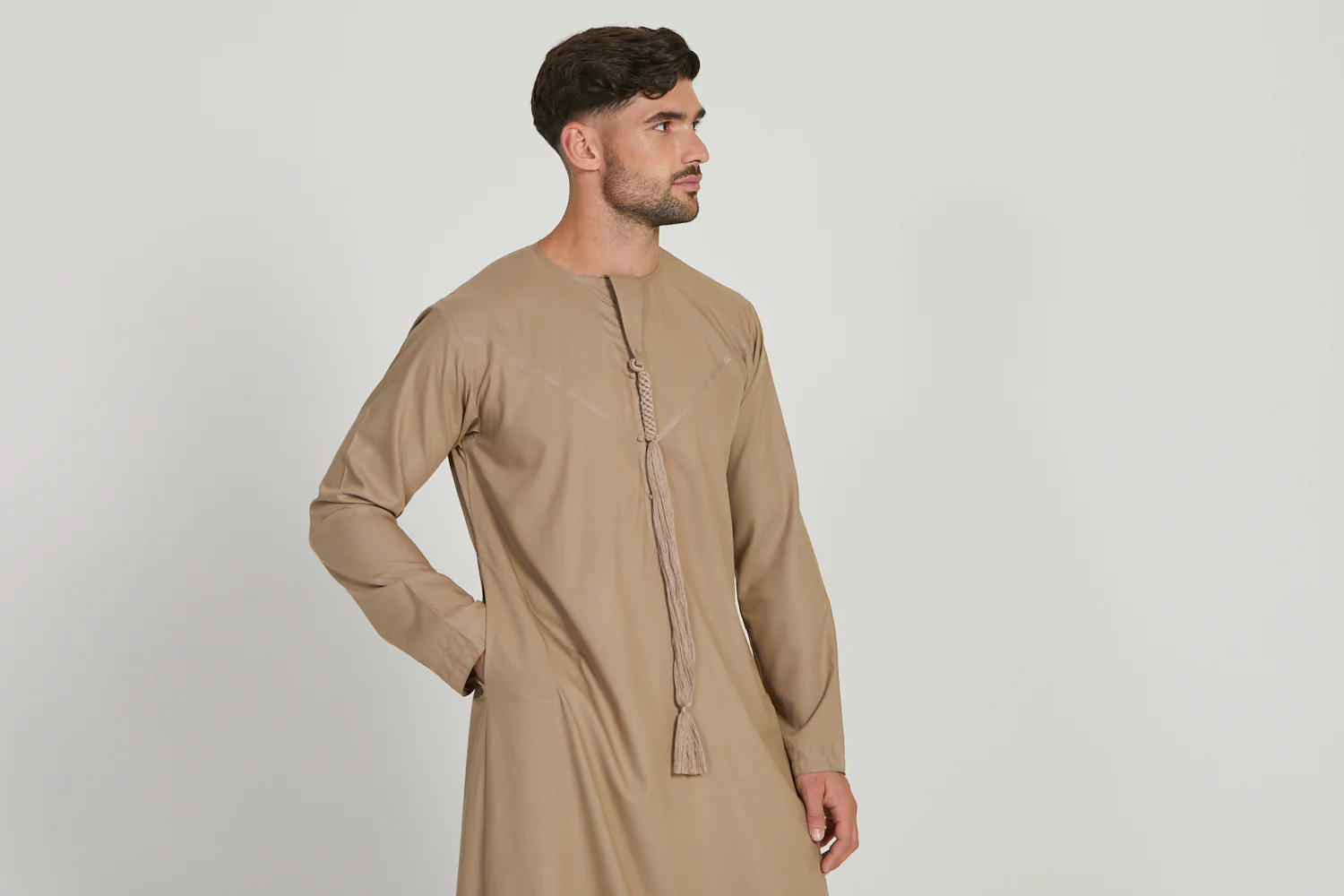 Premium Emirati Thobe - Warm Sand - Image 8