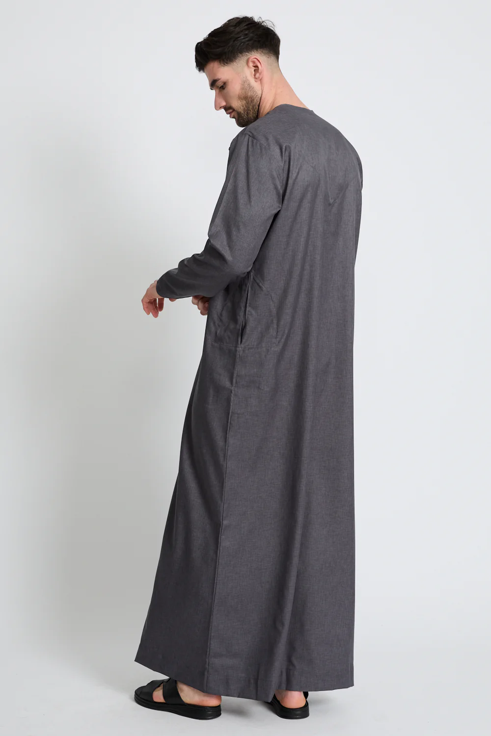 Premium Emirati Thobe with Pleat Detailing - Blue Mirage - Image 7