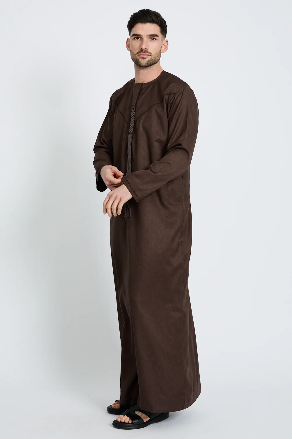 Premium Emirati Thobe with Pleat Detailing - Oakwood - Image 4