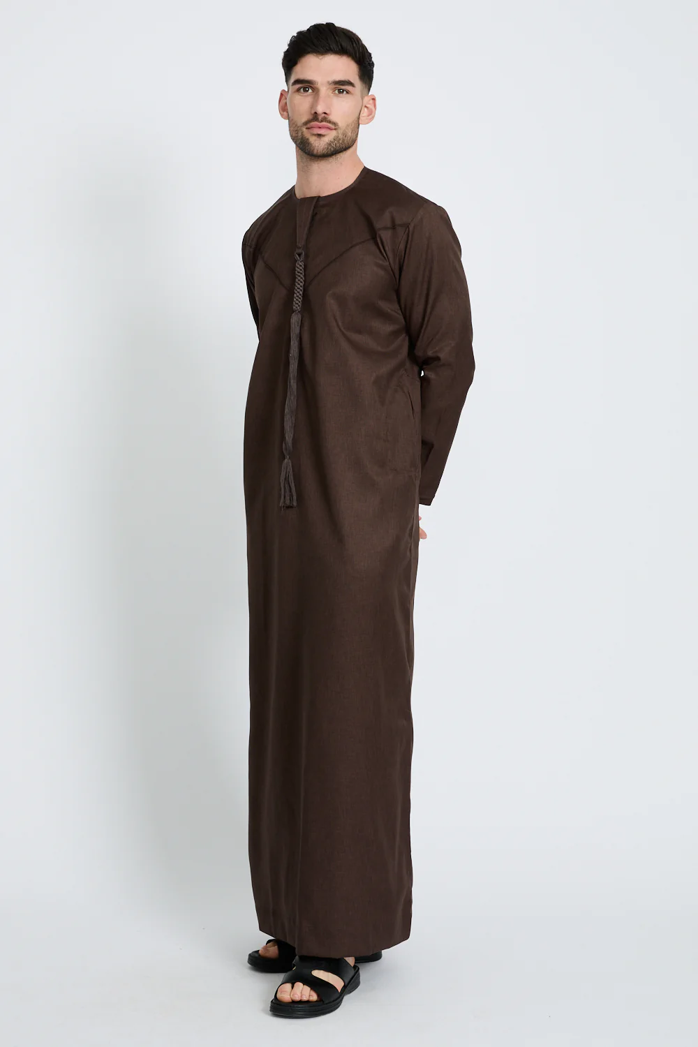 Premium Emirati Thobe with Pleat Detailing - Oakwood - Image 5