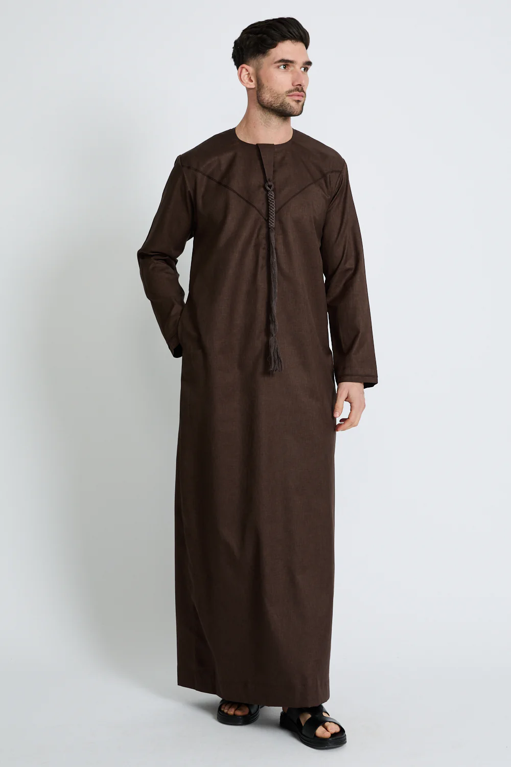 Premium Emirati Thobe with Pleat Detailing - Oakwood - Image 6