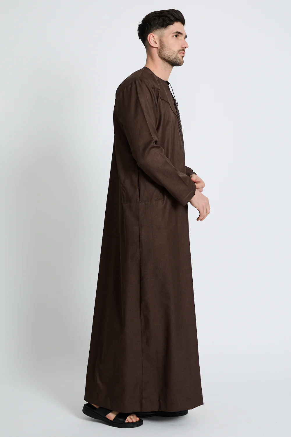Premium Emirati Thobe with Pleat Detailing - Oakwood - Image 7