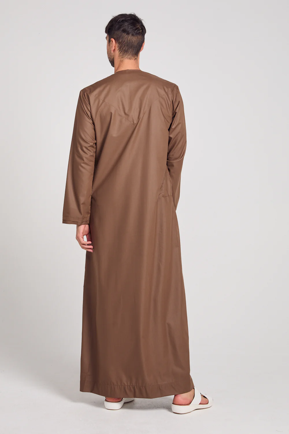Premium Emirati Thobe With Pleat Detailing - Toffee - Image 6