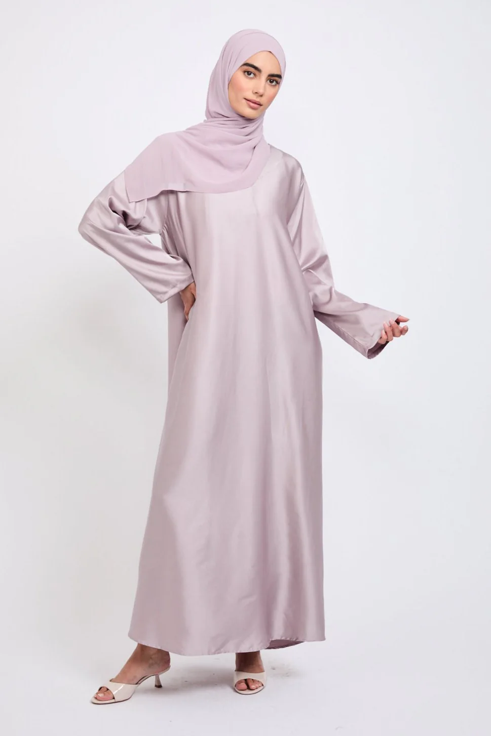 Premium English Rose Satin Inner Slip Dress  - LONG SLEEVE - Image 3