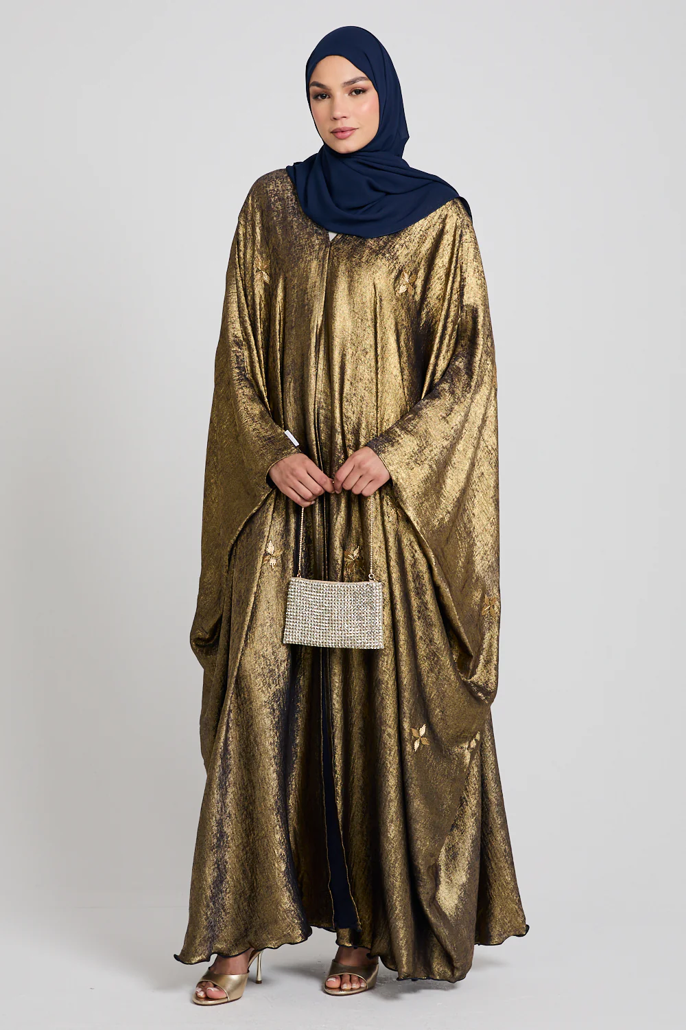 Premium Ethereal Glow Embellished Open Farasha - Stellar Blue - Image 6