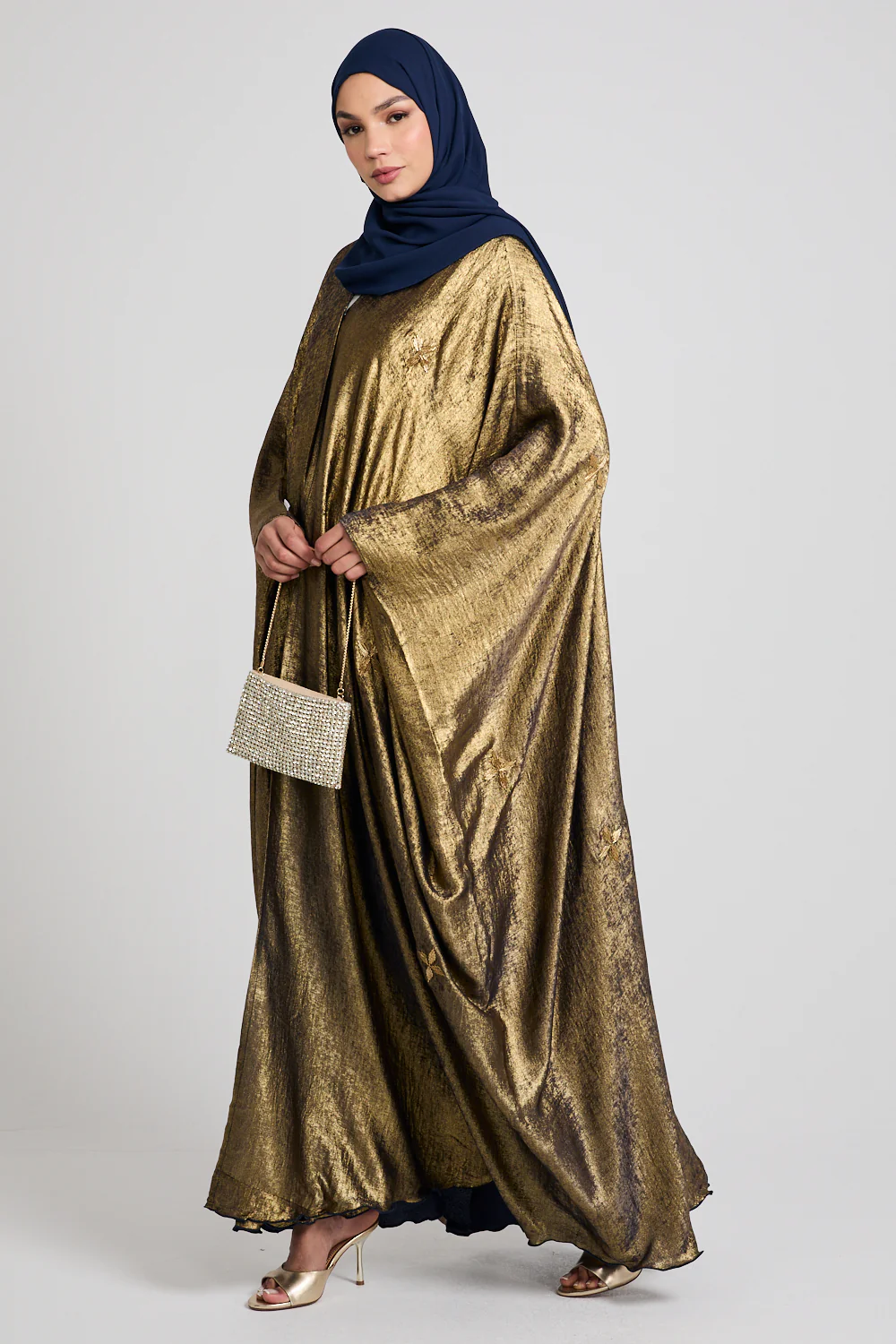 Premium Ethereal Glow Embellished Open Farasha - Stellar Blue - Image 7