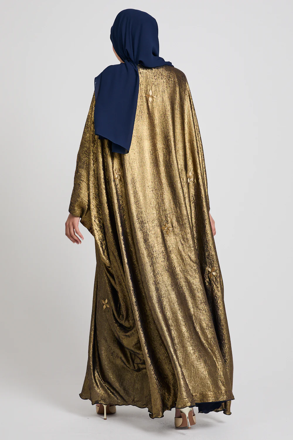 Premium Ethereal Glow Embellished Open Farasha - Stellar Blue - Image 8