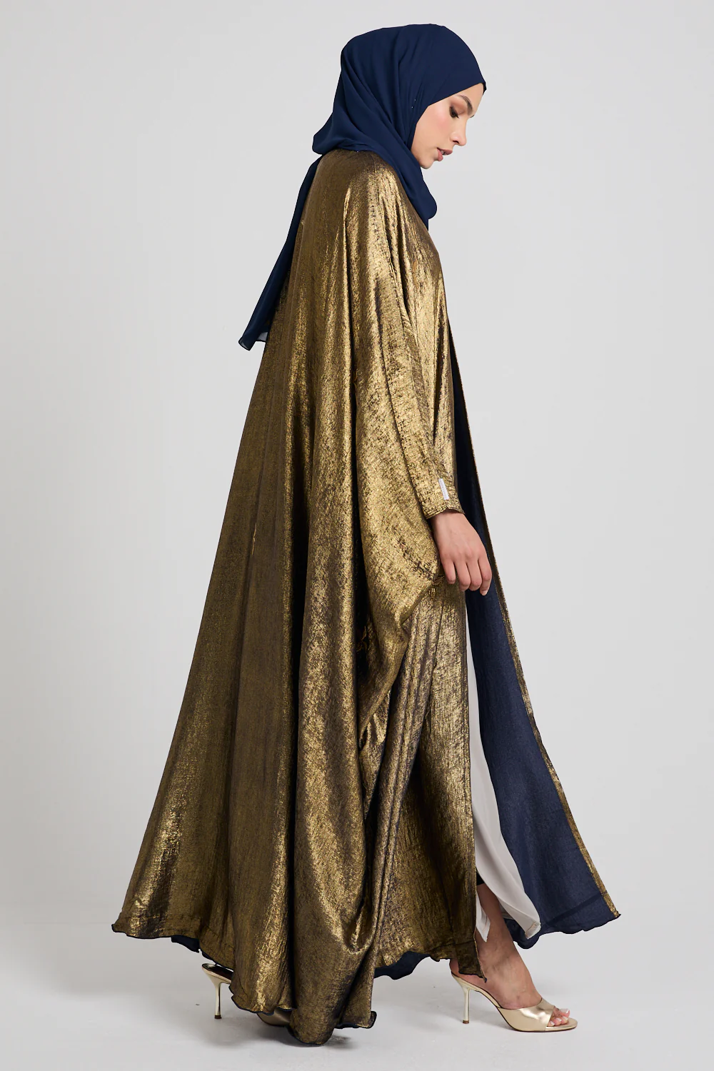 Premium Ethereal Glow Embellished Open Farasha - Stellar Blue - Image 9