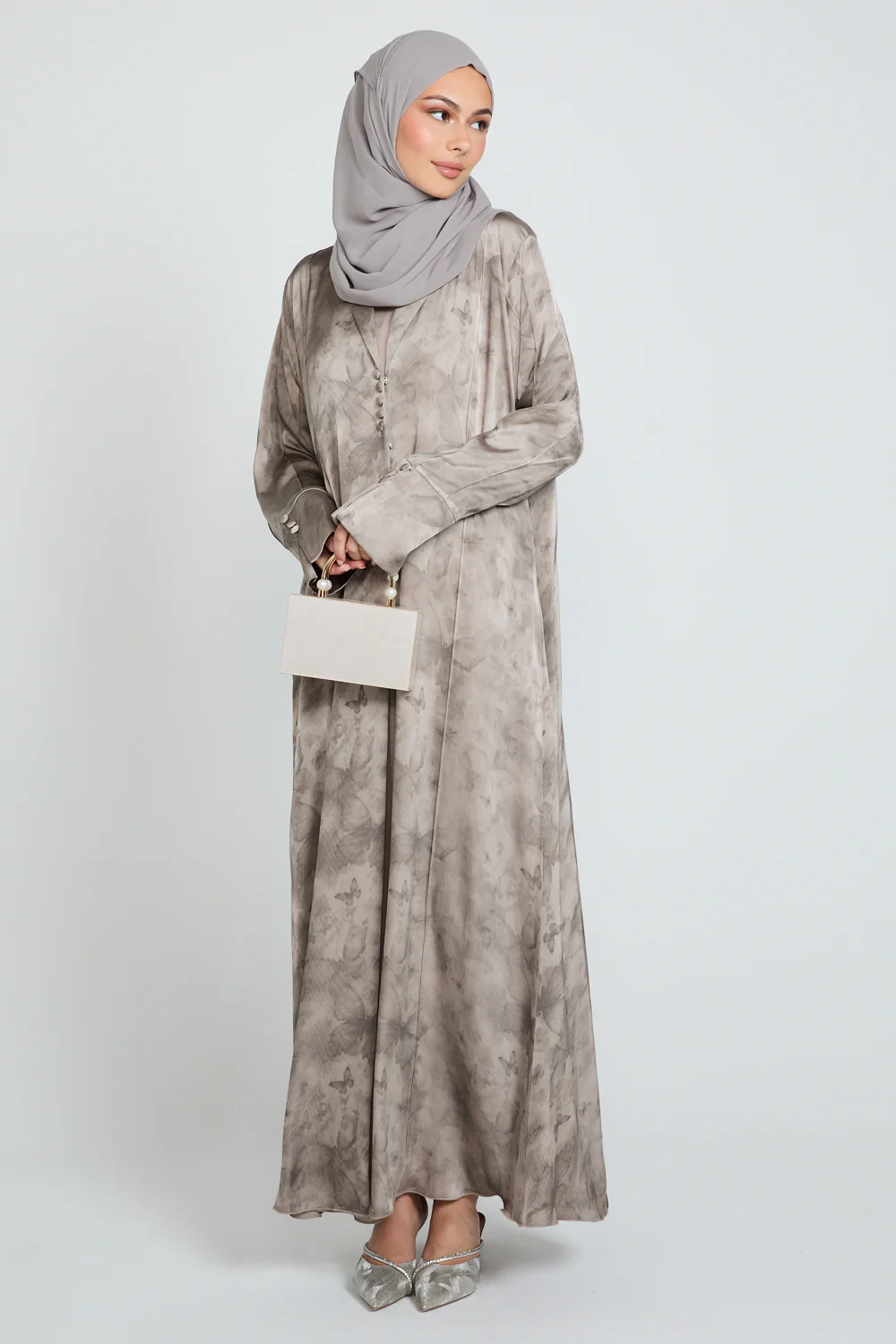 Premium Floral Mirage Blazer Open Abaya - Desert Mist- LIMITED EDITION - Image 5