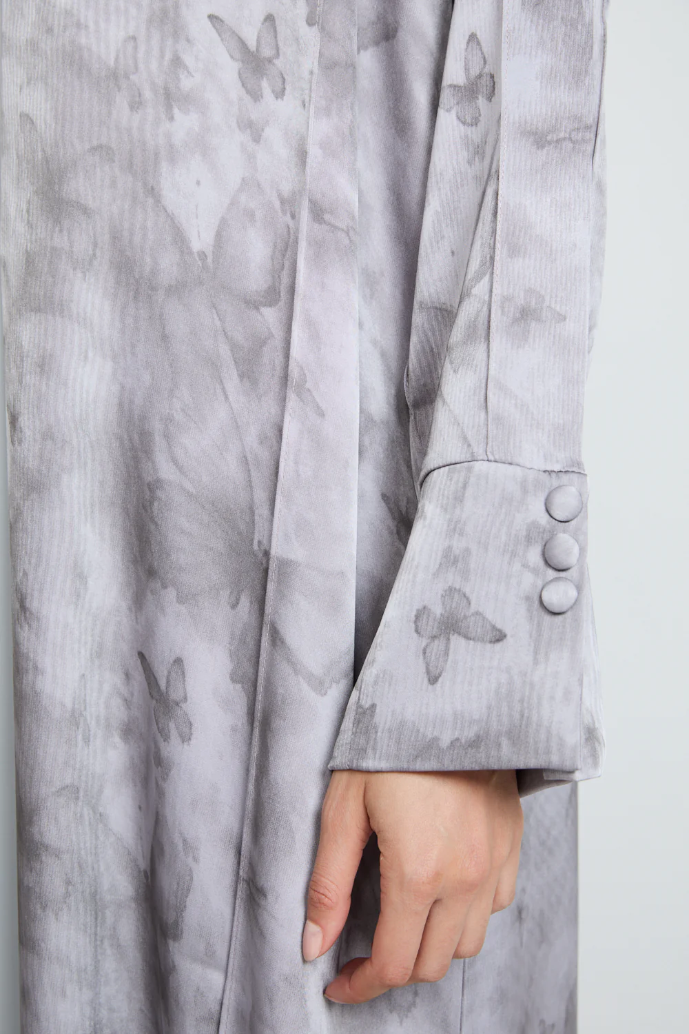Premium Floral Mirage Blazer Open Abaya - Lavender Smoke - LIMITED EDITION - Image 5