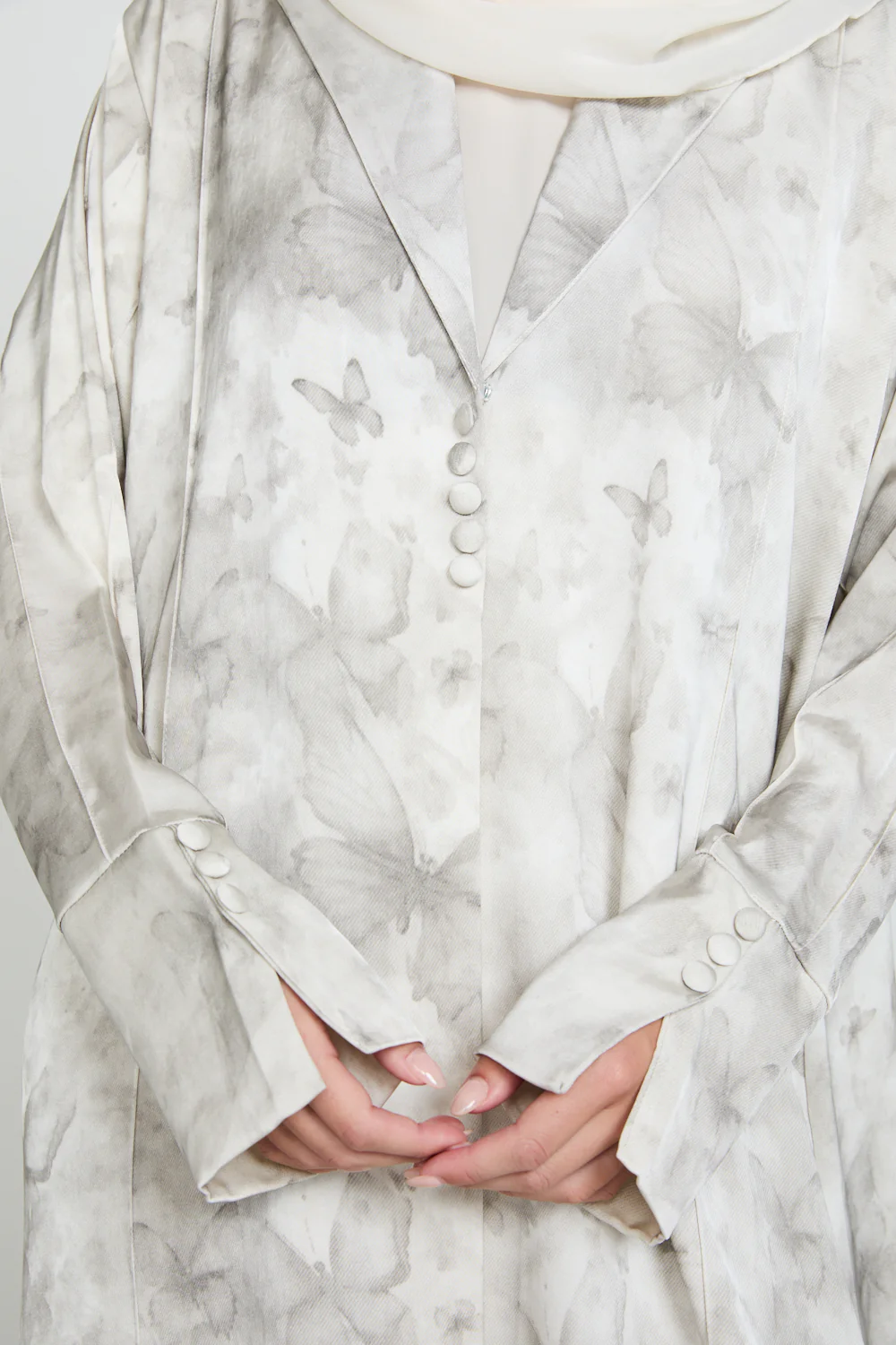 Premium Floral Mirage Blazer Open Abaya - Moonstone - LIMITED EDITION - Image 3