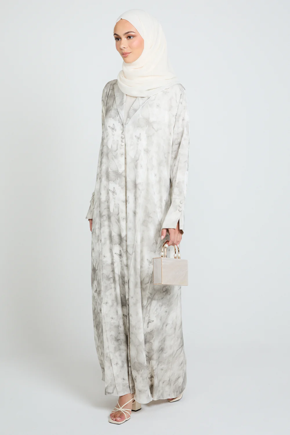 Premium Floral Mirage Blazer Open Abaya - Moonstone - LIMITED EDITION - Image 5