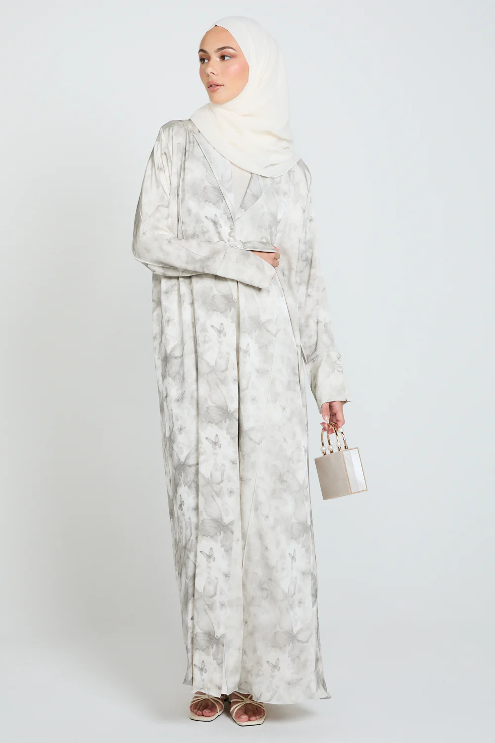 Premium Floral Mirage Blazer Open Abaya - Moonstone - LIMITED EDITION - Image 9